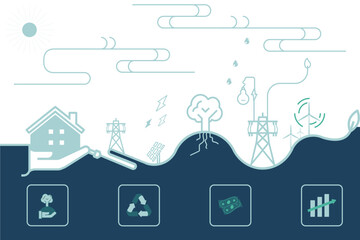 Fototapeta na wymiar Sustainability eco-friendly energy flat icon. Green eco environment concept. Simple vector illustration.