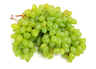 Green grapes on white background