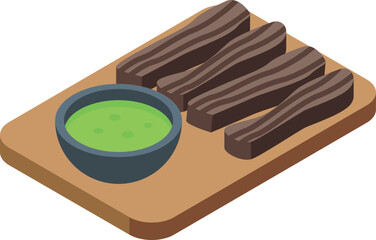 Tasty food icon isometric vector. Argentine emblem. Travel leaf
