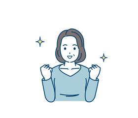 元気で健康な中年の女性　リフレッシュ　笑顔　イラスト
