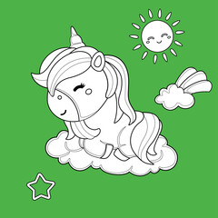 Cute Unicorn Horse Fantasy Animals Digital Stamp