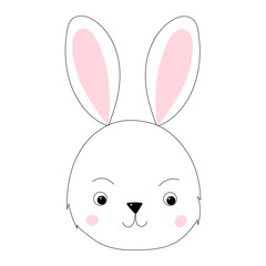 rabbit, hare cartoon portrait sketch ,outline icon isolated vector