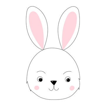 rabbit, hare cartoon portrait sketch ,outline icon isolated vector