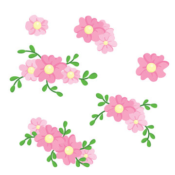 Pink Flowers Decoration Background Illustration Vector Clipart