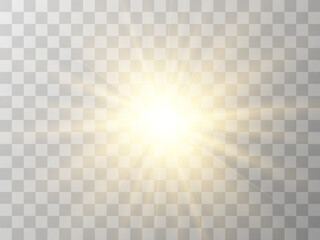 Bright beautiful star.Vector illustration of a light effect on a transparent background.