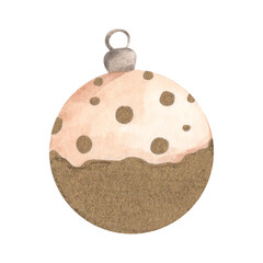 Ball for a Christmas tree. Watercolor illustration.