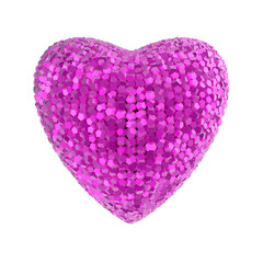 Disco style 3d rendered heart made out of shiny colorful crystals isolated on black Valentines, marriage romance party concept on transparent backround