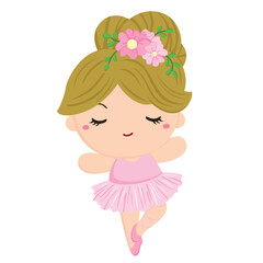 Cute Little Girl Ballerina Ballet Illustration Vector Clipart