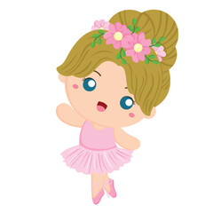 Cute Little Girl Ballerina Ballet Illustration Vector Clipart