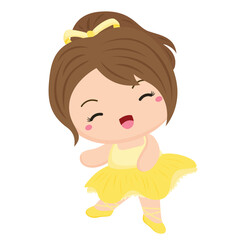 Cute Little Girl Ballerina Ballet Illustration Vector Clipart