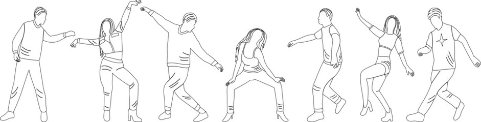 dancing people sketch ,outline icon isolated vector