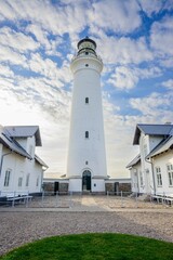 Hirtshals fyr lighthouse on a sunny morning - obrazy, fototapety, plakaty