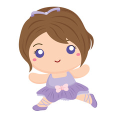 Cute Little Girl Ballerina Ballet Illustration Vector Clipart