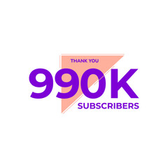 THANK YOU 990K FOLLOWERS CELEBRATION ICON TEMPLATE DESIGN  VECTOR GOOD FOR SOCIAL MEDIA, CARD , POSTER