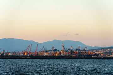 Cargo port in Naples, Italy.