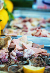 Fresh Bovine offal and intestines cow offal. Tripe.