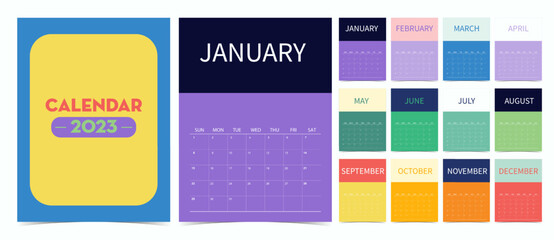 Cute colorful holiday calendar 2023 with special festival