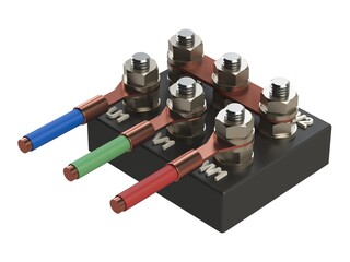 Electric motor terminal box connections 3D illustration