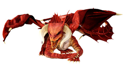 3D Rendering Fairy Tale Dragon on White