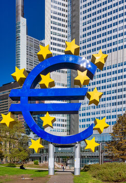 Euro Sign In The Bankenviertel In Frankfurt