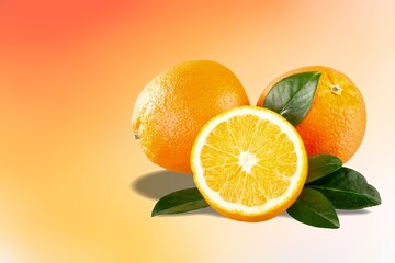 Fresh orange citrus fruits slices on the desk