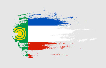 Grunge brush stroke flag of Khakassia with painted brush splatter effect on solid background