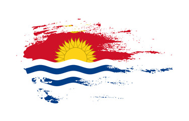 Grunge brush stroke flag of Kiribati with painted brush splatter effect on solid background