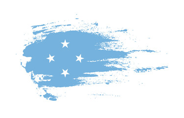 Grunge brush stroke flag of Micronesia with painted brush splatter effect on solid background