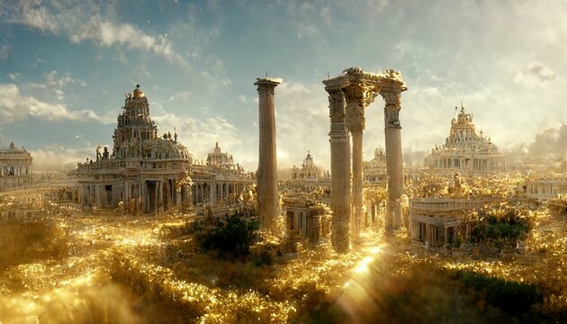 view of the roman city. illustration. fantasy