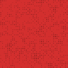 Abstract seamless geometric pattern. Mosaic background of black circles. Evenly spaced small shapes of different color. Vector illustration on red background