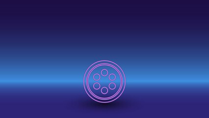 Neon optic cable symbol on a gradient blue background. The isolated symbol is located in the bottom center. Gradient blue with light blue skyline