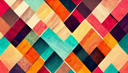 Abstract pattern on the cover of multi-colored squares