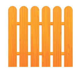 Vector illustration of wooden fence isolated on white background. Brown wooden palisade in cartoon style. Realistic yard barrier.