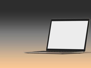  Laptop with white screen for mockup, Illustration, 3d render