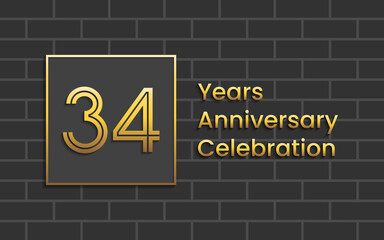 Obraz premium 34th Anniversary Celebration, Perfect template design for anniversary celebration with gold color for booklet, leaflet, magazine, brochure poster, web, invitation or greeting card. Vector template