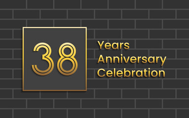 38th Anniversary Celebration, Perfect template design for anniversary celebration with gold color for booklet, leaflet, magazine, brochure poster, web, invitation or greeting card. Vector template