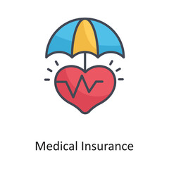 Medical Insurance Filled  Outline Vector Icon Design illustration on White background. EPS 10 File