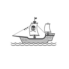 illustration of pirate ship, vector art.