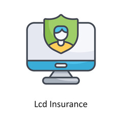 Lcd Insurance Filled  Outline Vector Icon Design illustration on White background. EPS 10 File 