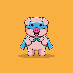cute pig logo characters with superhero themes