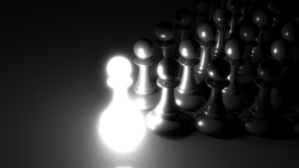 Chess pawn piece outstanding. Leadership concept