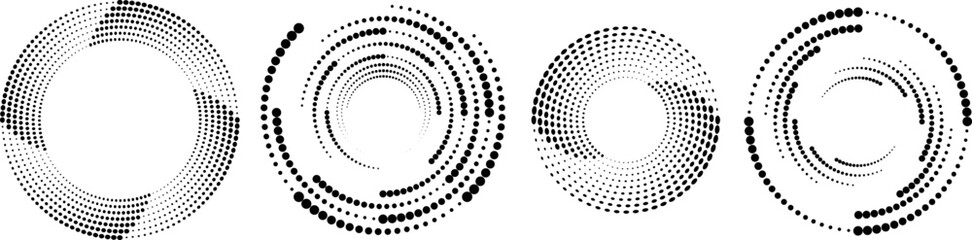 Halftone dots in circle form. round logo . vector dotted frame . design element