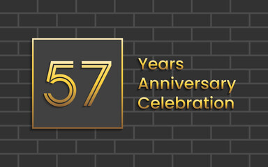 Obraz premium 57th Anniversary Celebration, Perfect template design for anniversary celebration with gold color for booklet, leaflet, magazine, brochure poster, web, invitation or greeting card. Vector template