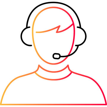 recommend clip art: Customer support operator outline icon flat vector