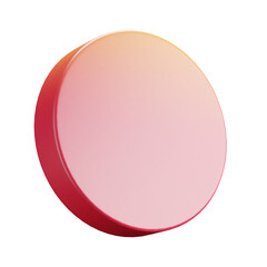 3D cartoon user interface illustration of a perfect circle icon on an isolated background. With studio lighting and a gradient colourful texture. 3D rendering