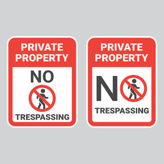 Private property, no trespassing sign. No entry vector label sticker. - obrazy, fototapety, plakaty