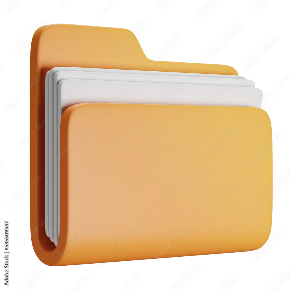 Fototapete 3d cartoon user interface illustration of a folder with files on a computer icon on an isolated back