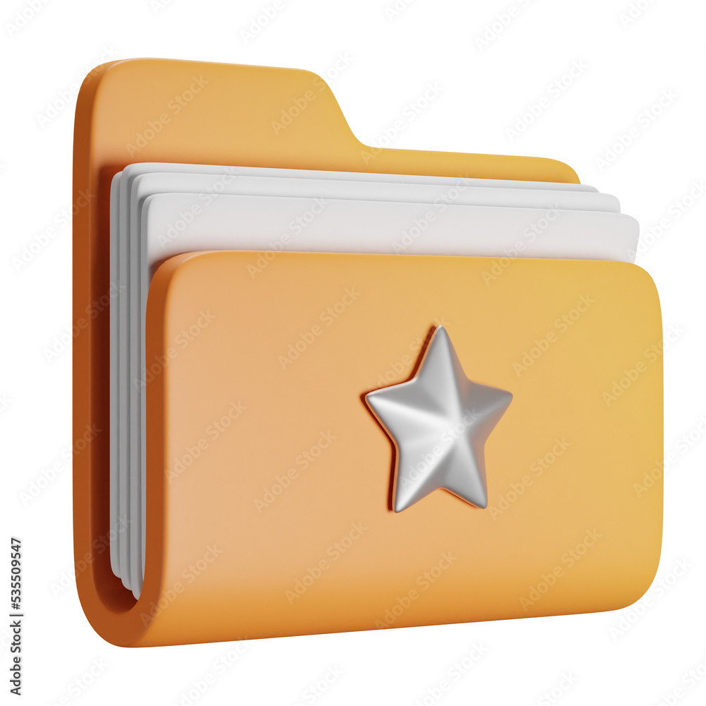 Fototapete 3d cartoon user interface illustration of a folder with files on a computer icon on an isolated back