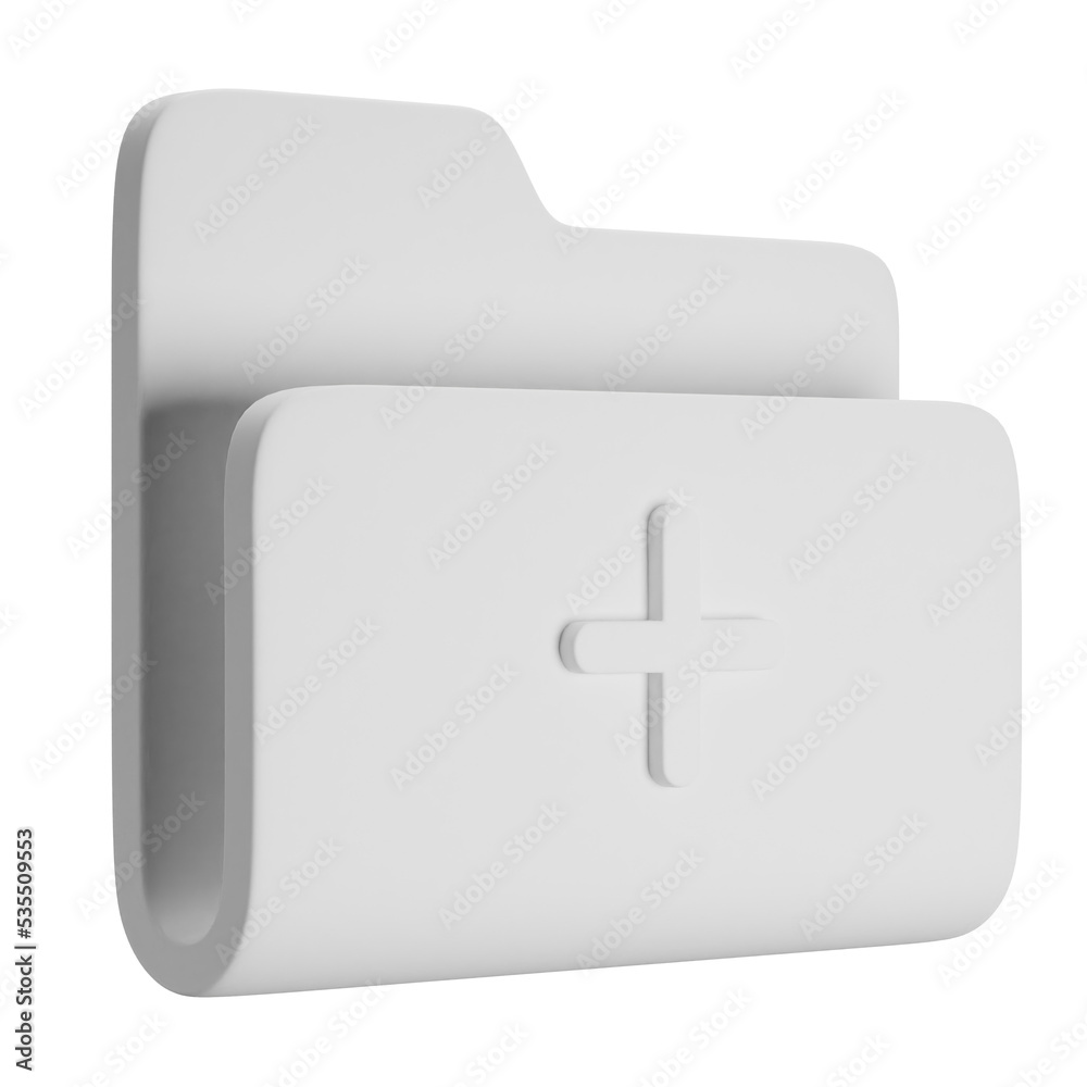 Fototapete 3d cartoon user interface illustration of a folder with files on a computer icon on an isolated back