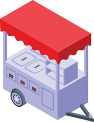 Hot dog trailer icon isometric vector. Food seller. Fast market